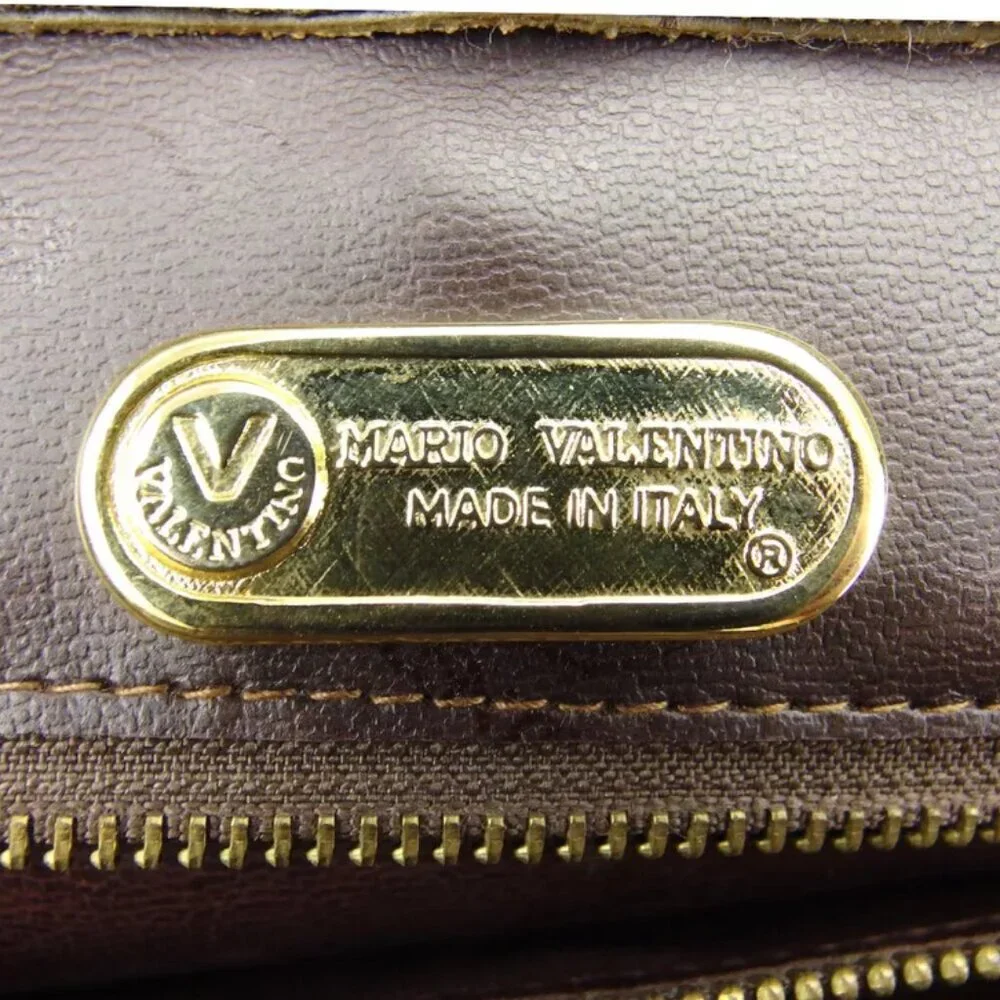 MARIO VALENTINO clutch bag V mark beige PVC ?~ leather Authentic